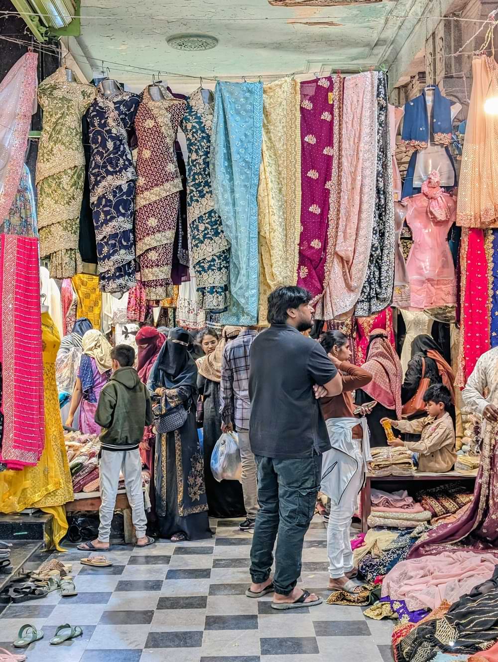 A Sarees Shop @ Charminar Night Bazaar